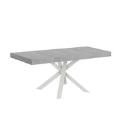 Tavolo allungabile 90x90/194 cm Clerko Premium Cemento gambe Bianche