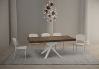 Tavolo allungabile 90x90/194 cm Clerko Premium Noce gambe Bianche