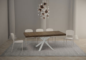 Tavolo allungabile 90x90/194 cm Clerko Premium Noce gambe Bianche