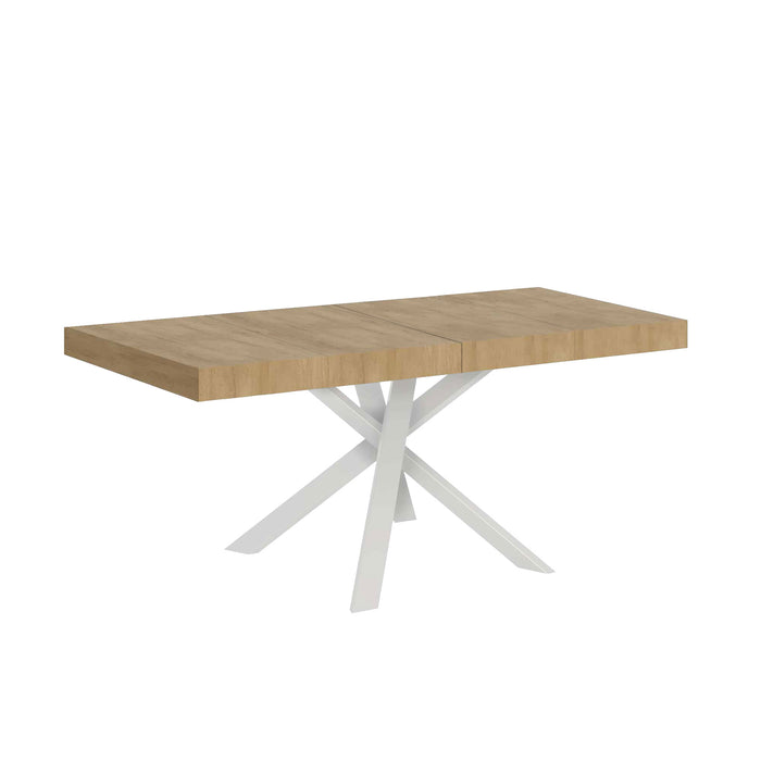 Tavolo allungabile 90x90/194 cm Clerko Premium Quercia Natura gambe Bianche