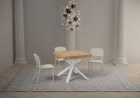 Tavolo allungabile 90x90/194 cm Clerko Premium Quercia Natura gambe Bianche