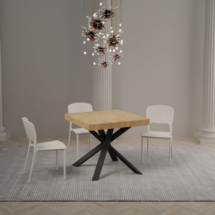 Tavolo allungabile 90x90/194 cm Clerko Premium Quercia Natura gambe Antracite