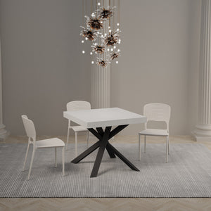 Tavolo allungabile 90x90/194 cm Clerko Premium Bianco Frassino gambe Antracite