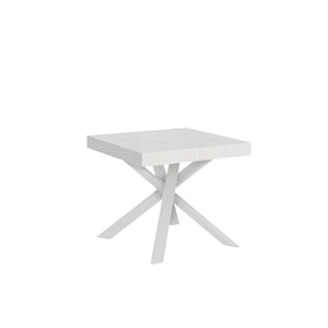 Tavolo allungabile 90x90/194 cm Clerko Bianco Frassino gambe Bianche