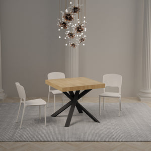 Tavolo allungabile 90x90/194 cm Clerko Quercia Natura gambe Antracite