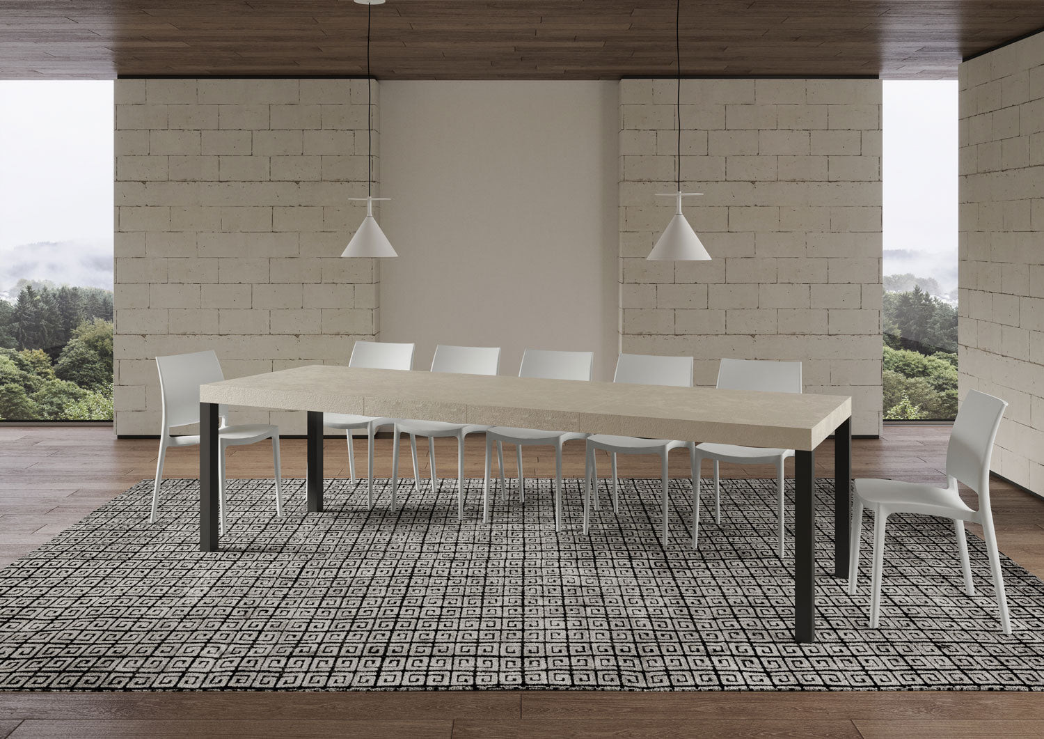 Tavolo allungabile 90x200/460 cm EveryX Premium cashmere gambe antracite