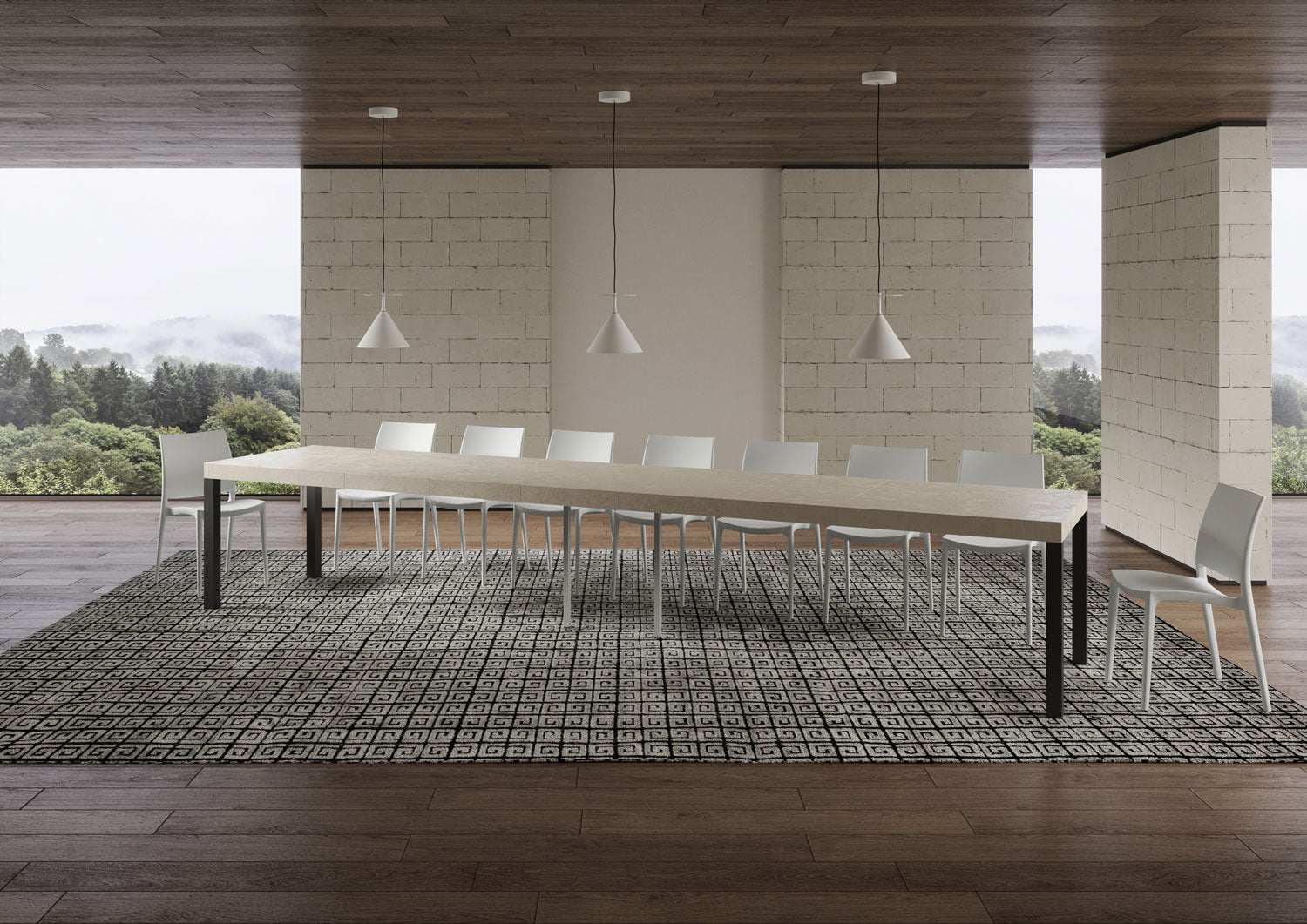 Tavolo allungabile 90x200/460 cm EveryX Premium cashmere gambe antracite