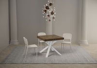 Tavolo allungabile 90x90/194 cm Clerko Noce gambe Bianche