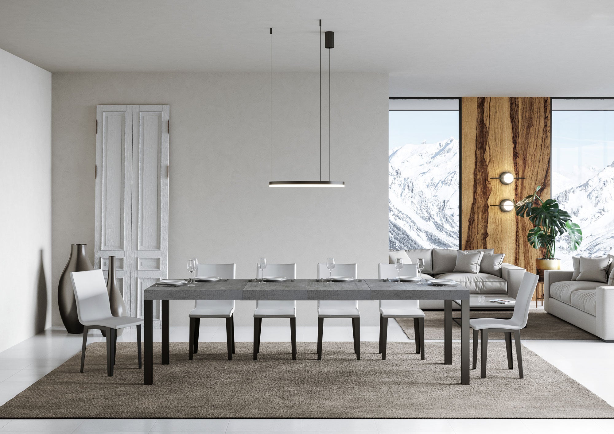 Tavolo allungabile 90x200/460 cm EveryX Premium cemento telaio Antracite