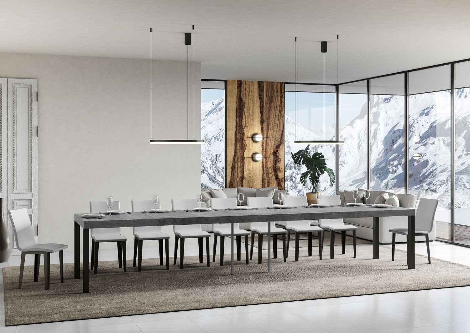 Tavolo allungabile 90x200/460 cm EveryX Premium cemento telaio Antracite