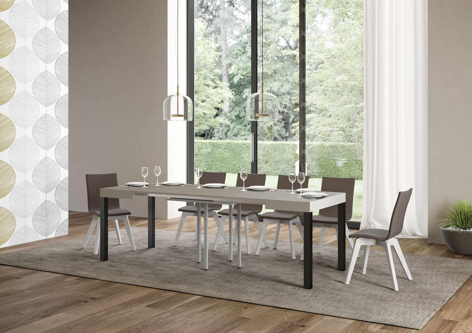 Tavolo allungabile 90x90/246 cm Every cashmere gambe antracite