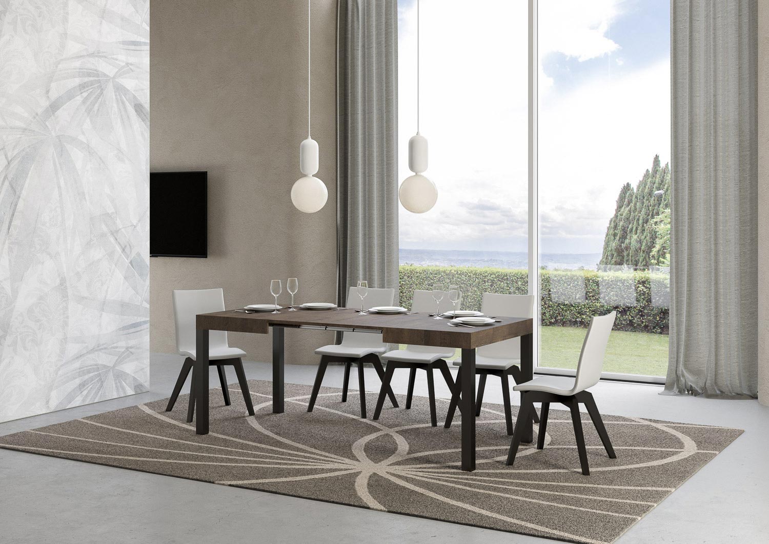 Tavolo allungabile 70x110/194 cm Every Noce telaio Antracite