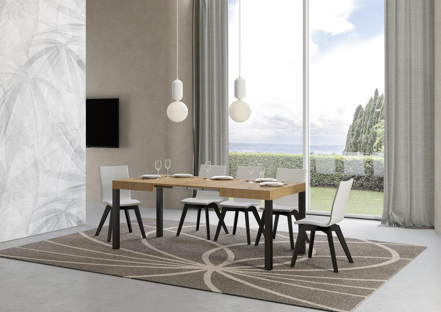 Tavolo allungabile 80x120/204 cm Every Quercia Natura telaio Antracite