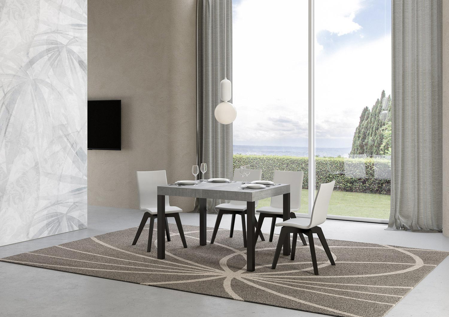 Tavolo allungabile 80x120/204 cm Every Cemento telaio Antracite