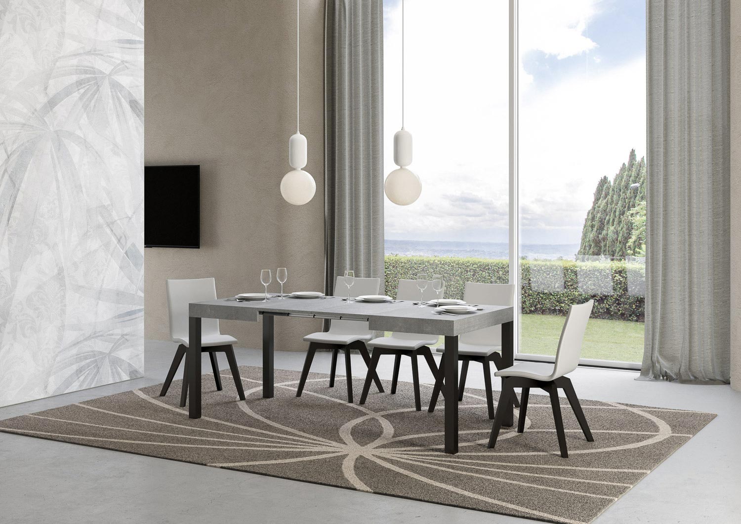 Tavolo allungabile 80x120/204 cm Every Cemento telaio Antracite