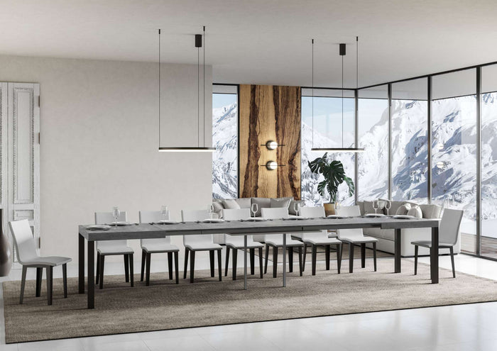 Tavolo allungabile 90x140/400 cm Every cemento telaio Antracite