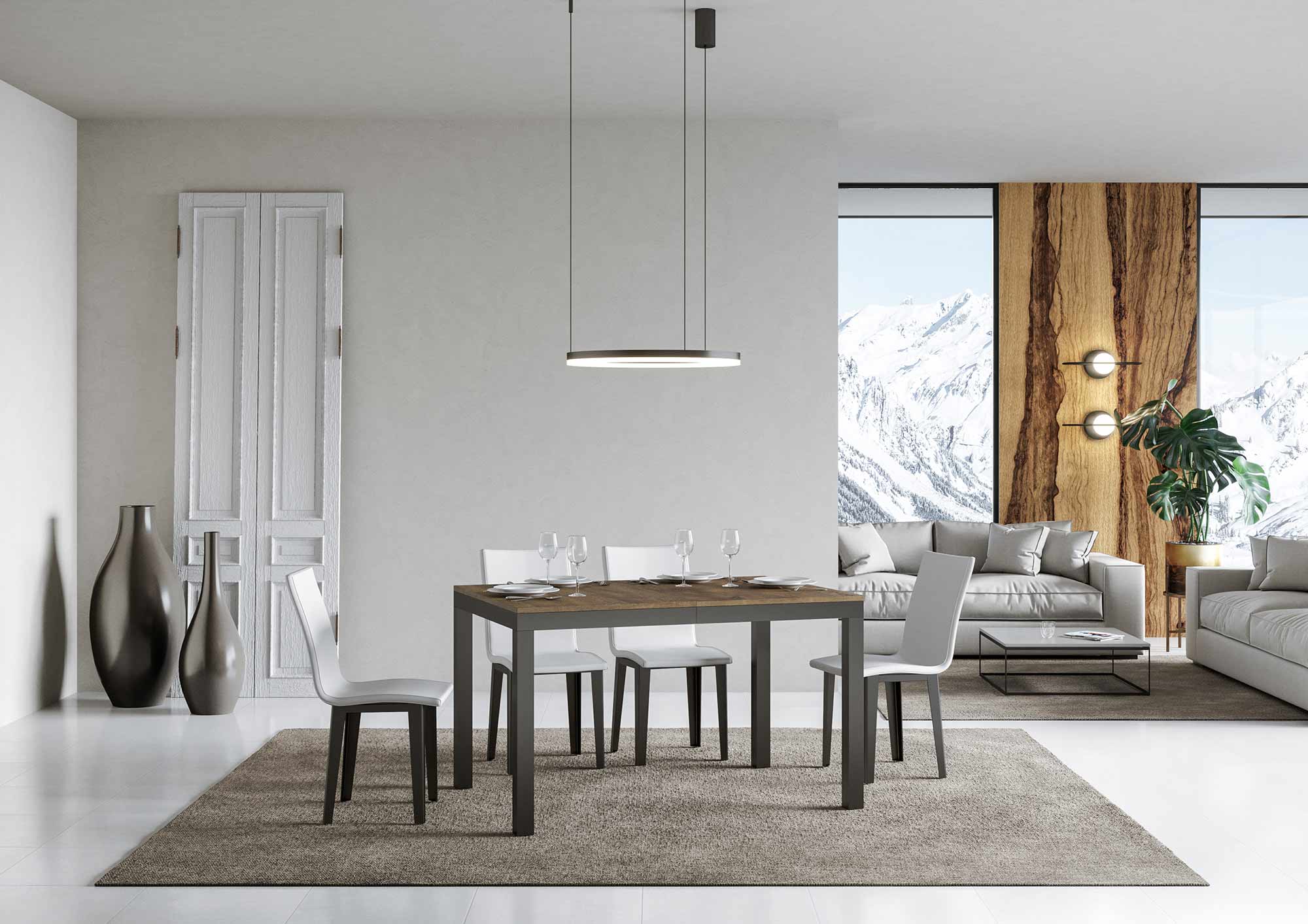 Tavolo allungabile 90x120/224 cm Every Evolution Noce telaio Antracite