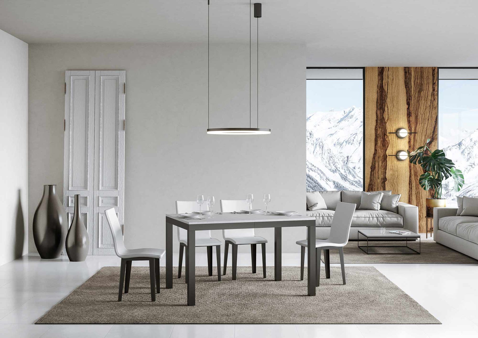 Tavolo allungabile 90x120/224 cm Every Evolution Bianco Frassino telaio Antracite