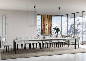 Tavolo allungabile 90x160/420 cm Every Bianco Frassino telaio Antracite