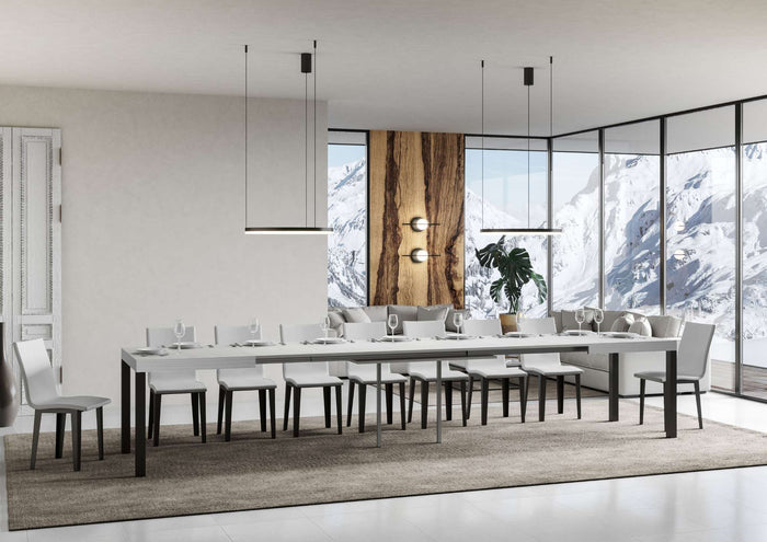Tavolo allungabile 90x160/420 cm Every Bianco Frassino telaio Antracite