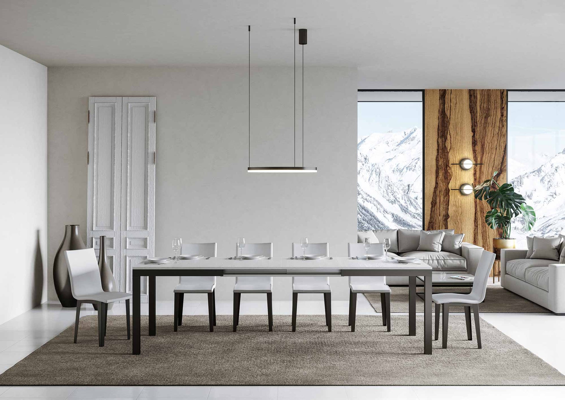 Tavolo allungabile 90x120/224 cm Every Evolution Bianco Frassino telaio Antracite