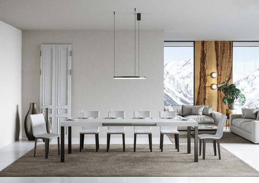 Tavolo allungabile 90x200/304 cm Every bianco frassino telaio Antracite
