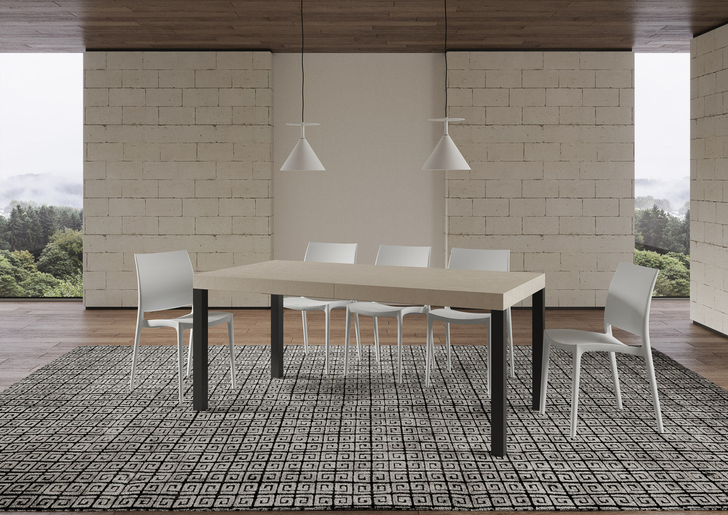 Tavolo allungabile 90x180/440 cm Every cashmere gambe antracite