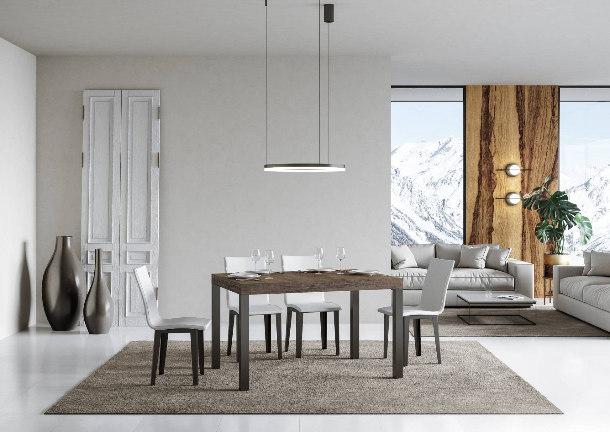 Tavolo allungabile 90x130/390 cm Every Noce telaio Antracite