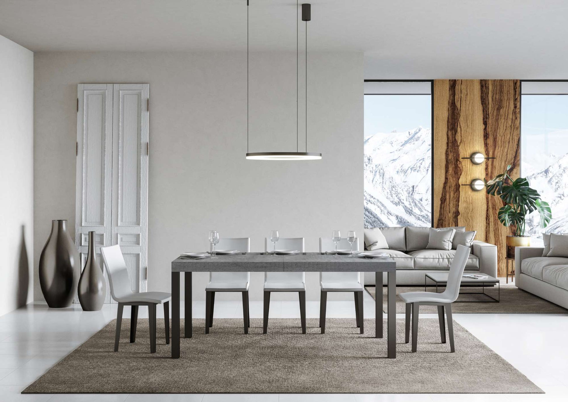 Tavolo allungabile 90x200/304 cm Every cemento telaio Antracite