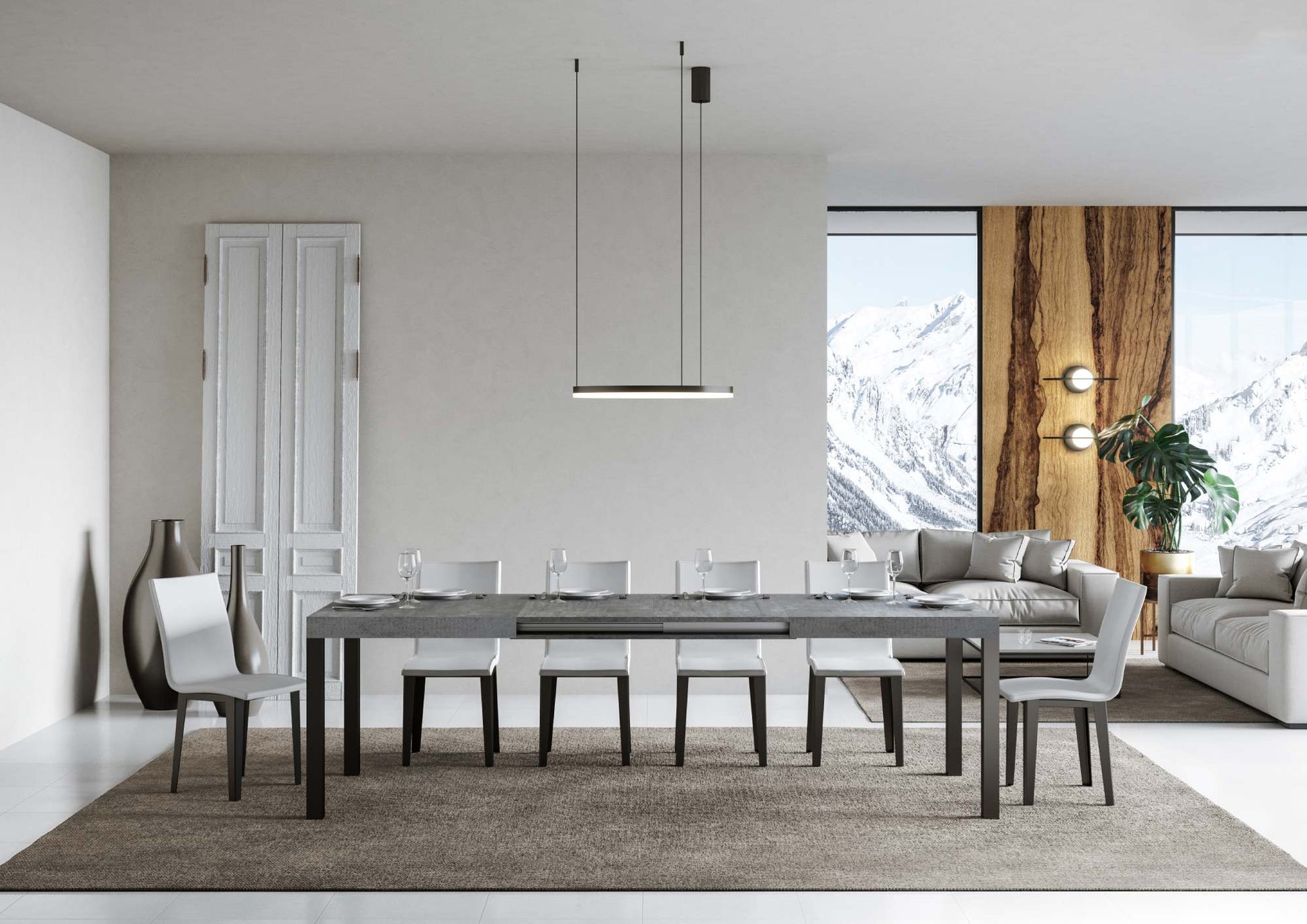 Tavolo allungabile 90x200/304 cm Every cemento telaio Antracite