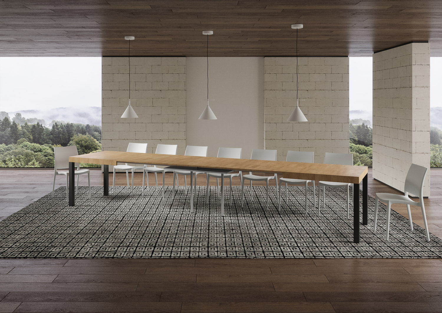 Tavolo allungabile 90x160/420 cm Every Quercia Natura telaio Antracite