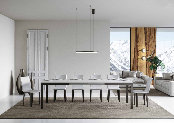 Tavolo allungabile 90x160/420 cm Every Evolution Bianco Frassino telaio Antracite