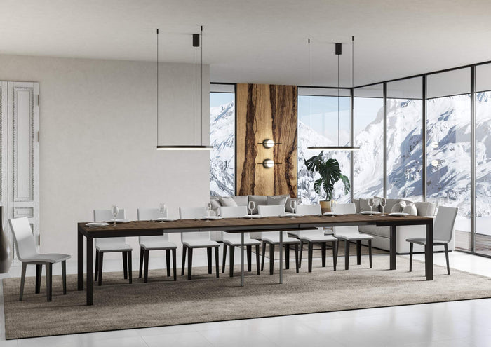 Tavolo allungabile 90x120/380 cm Every Evolution Noce telaio Antracite