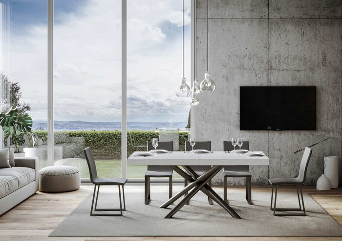 Tavolo allungabile 90x160/420 cm Famaris Bianco Frassino telaio Antracite