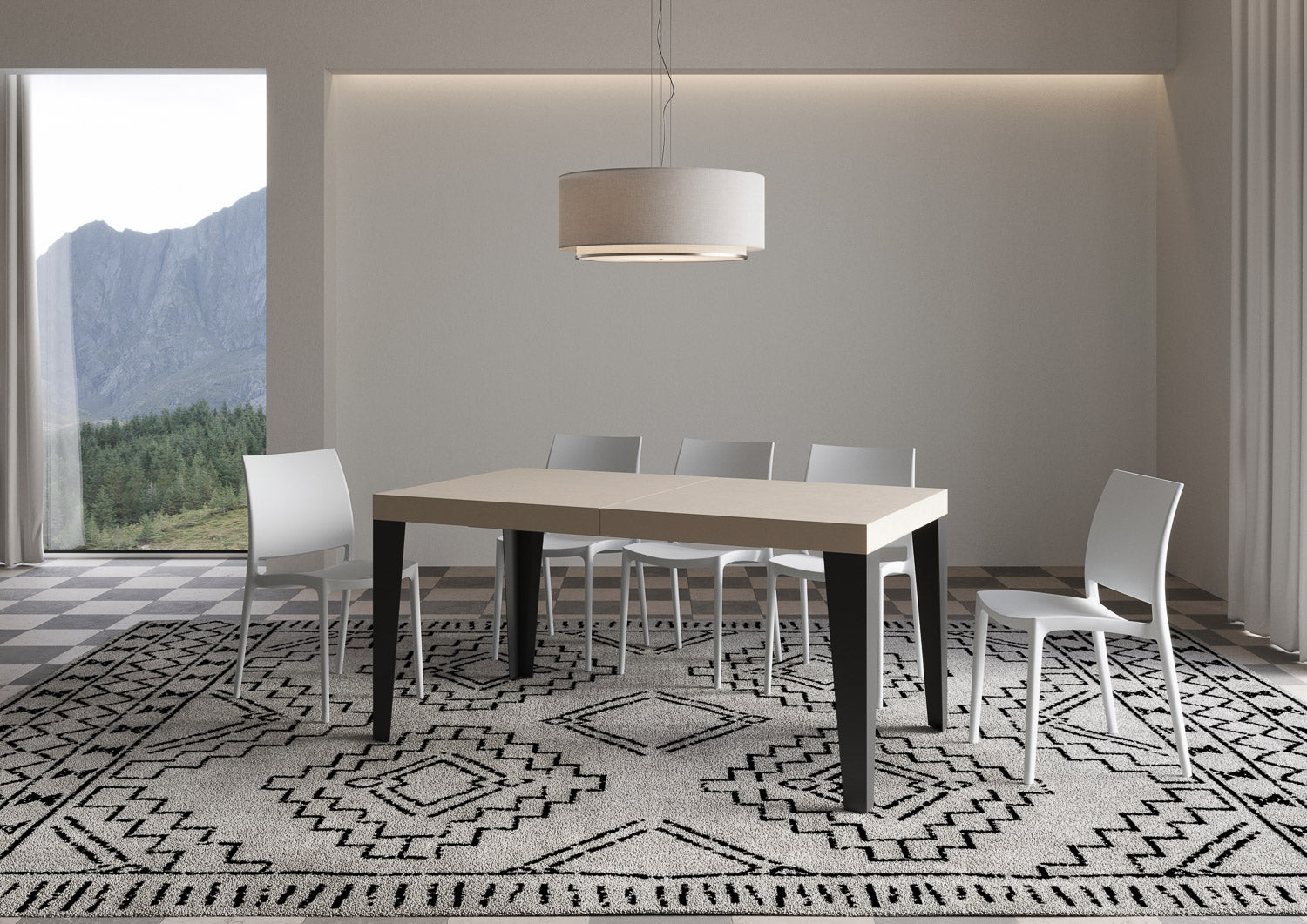 Tavolo allungabile 90x160/264 cm Flaris Premium Cashmere gambe antracite