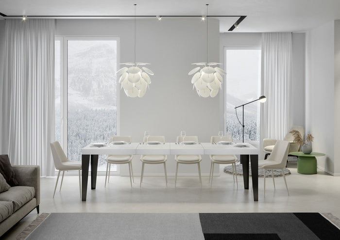 Tavolo allungabile 90x180/440 cm Flaris Premium bianco frassino telaio Antracite