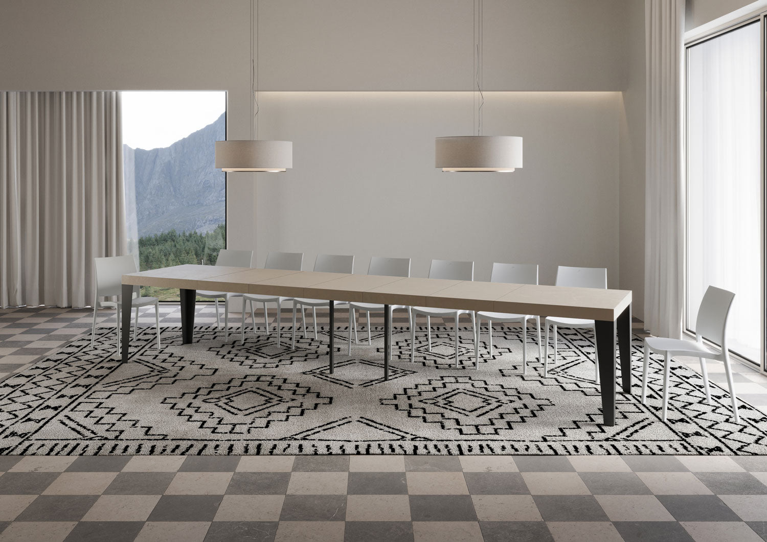 Tavolo allungabile 90x160/420 cm Flaris Premium Cashmere gambe antracite