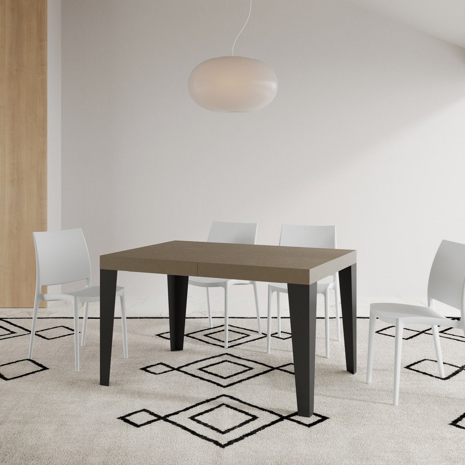 Tavolo allungabile 90x140/244 cm Flaris tortora gambe antracite