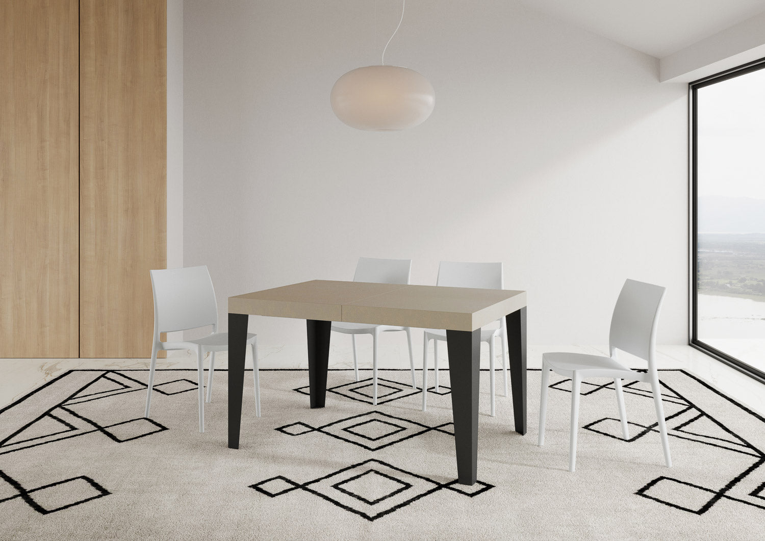 Tavolo allungabile 80x140/224 cm Flaris cashmere telaio Antracite