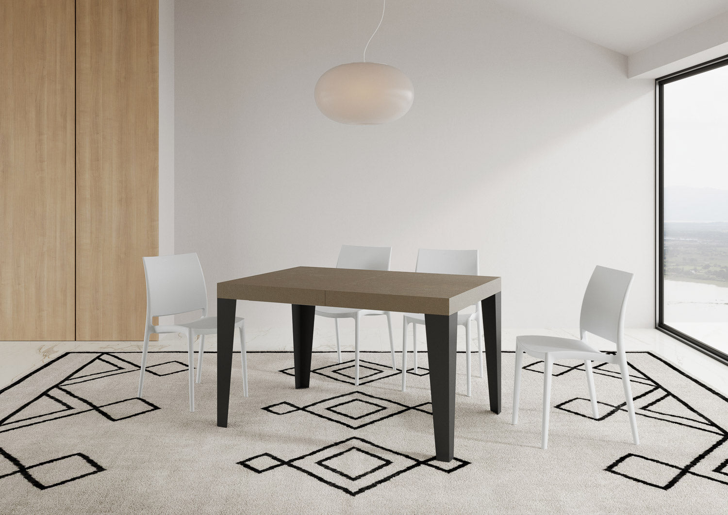Tavolo allungabile 90x140/244 cm Flaris tortora gambe antracite