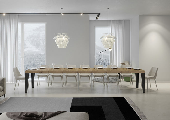 Tavolo allungabile 90x140/400 cm Flaris Premium quercia natura telaio Antracite
