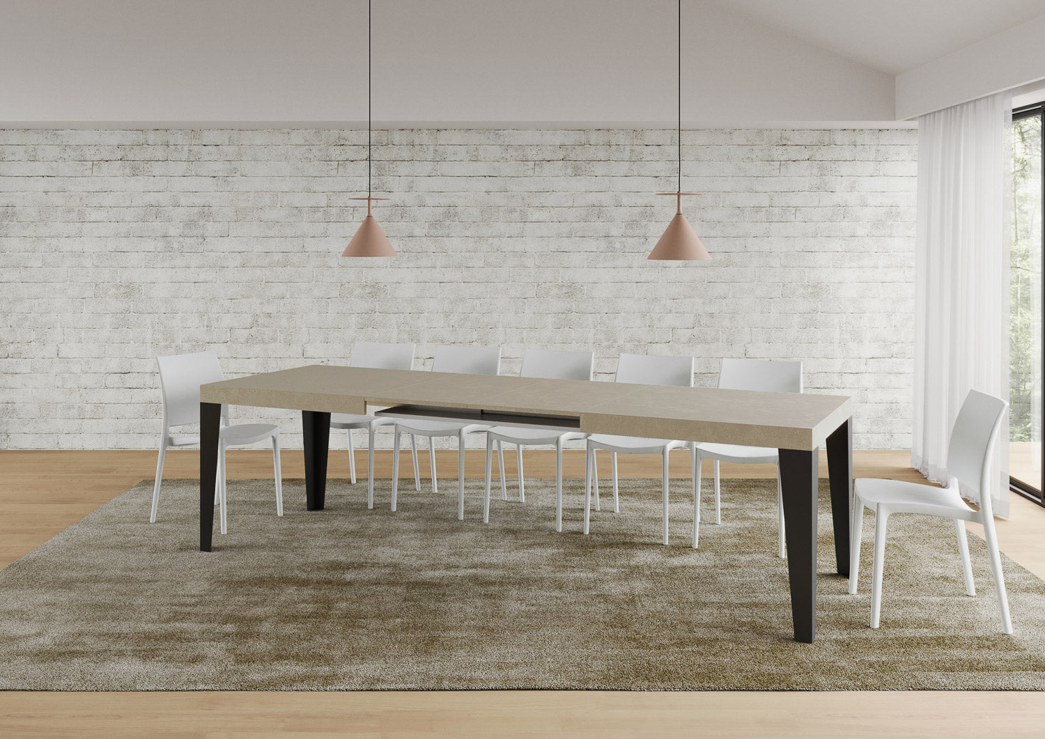 Tavolo allungabile 90x180/284 cm Flaris cashmere gambe antracite