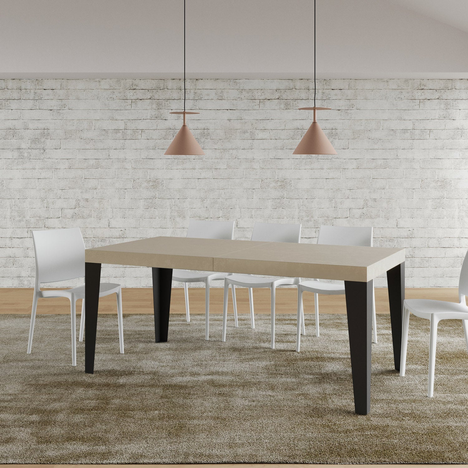 Tavolo allungabile 90x180/440 cm Flaris cashmere gambe antracite