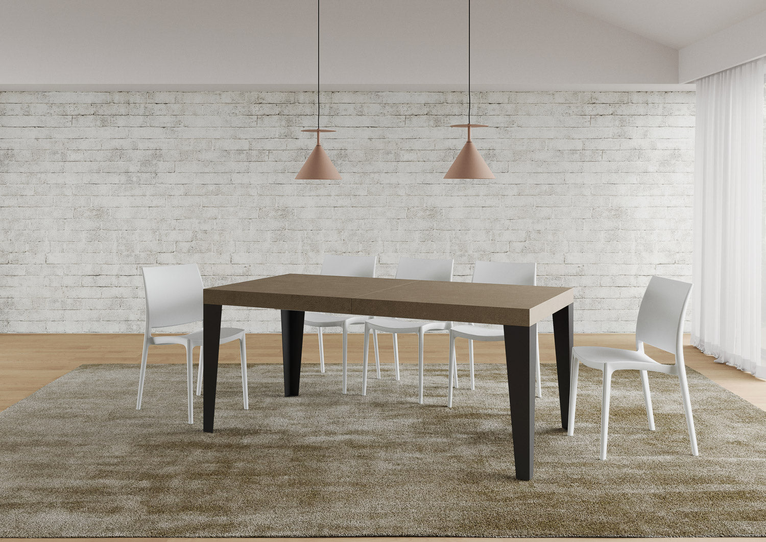 Tavolo allungabile 90x180/440 cm Flaris tortora gambe antracite