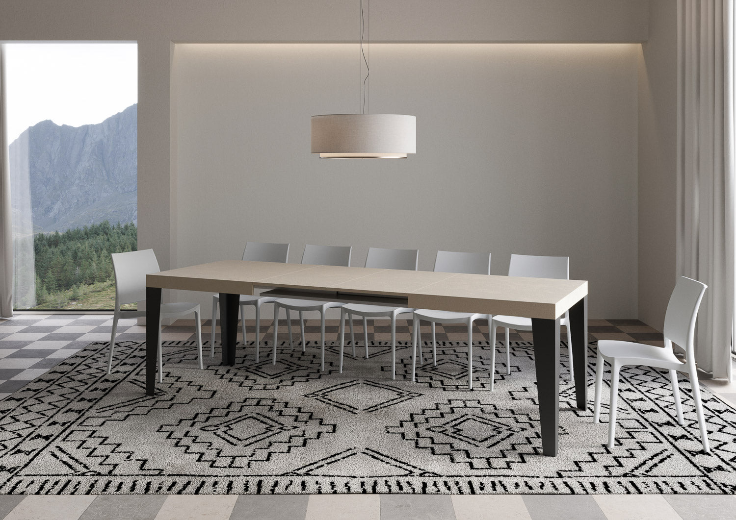 Tavolo allungabile 90x160/420 cm Flaris cashmere gambe antracite