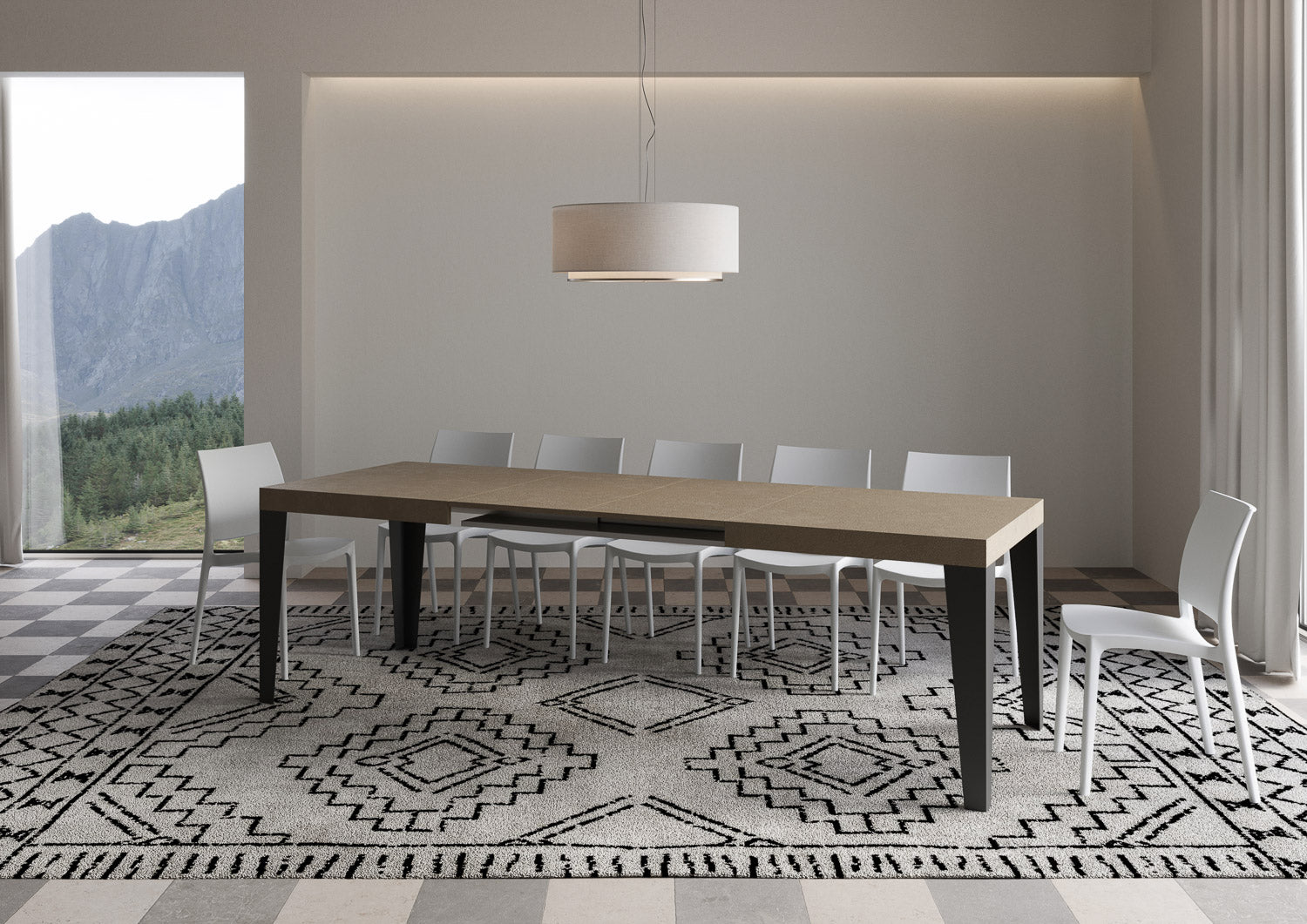 Tavolo allungabile 90x160/420 cm Flaris tortora gambe antracite