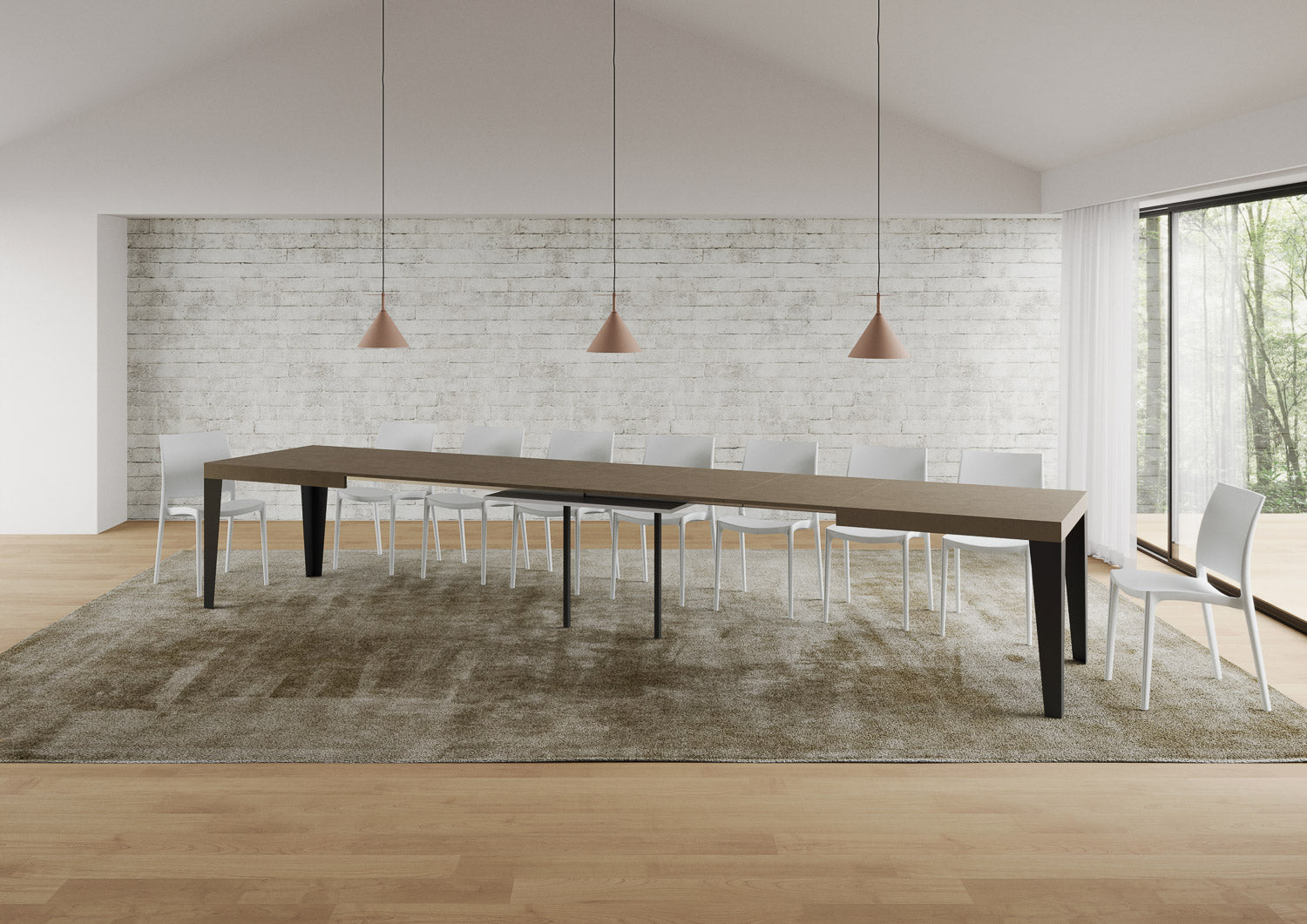 Tavolo allungabile 90x180/440 cm Flaris tortora gambe antracite