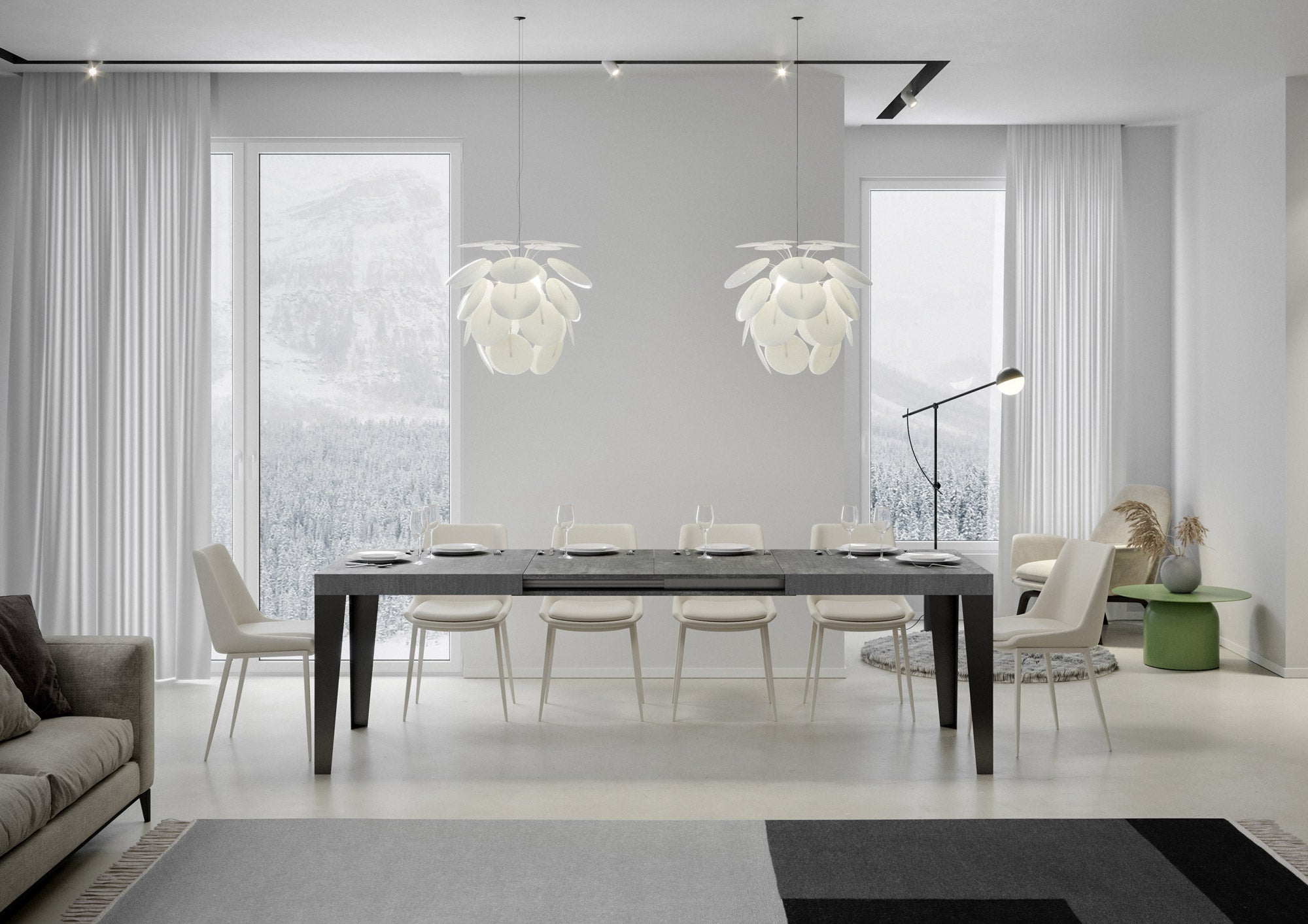 Tavolo allungabile 90x160/420 cm Flaris Cemento telaio Antracite