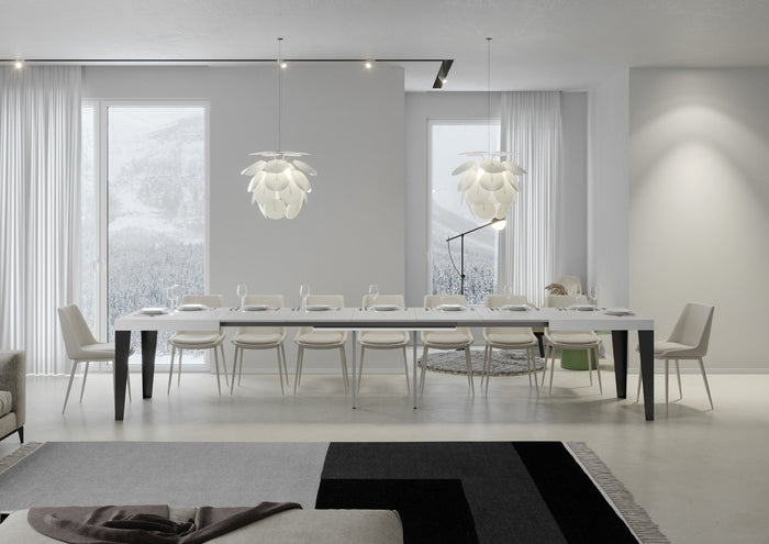 Tavolo allungabile 90x180/440 cm Flaris Bianco Frassino telaio Antracite