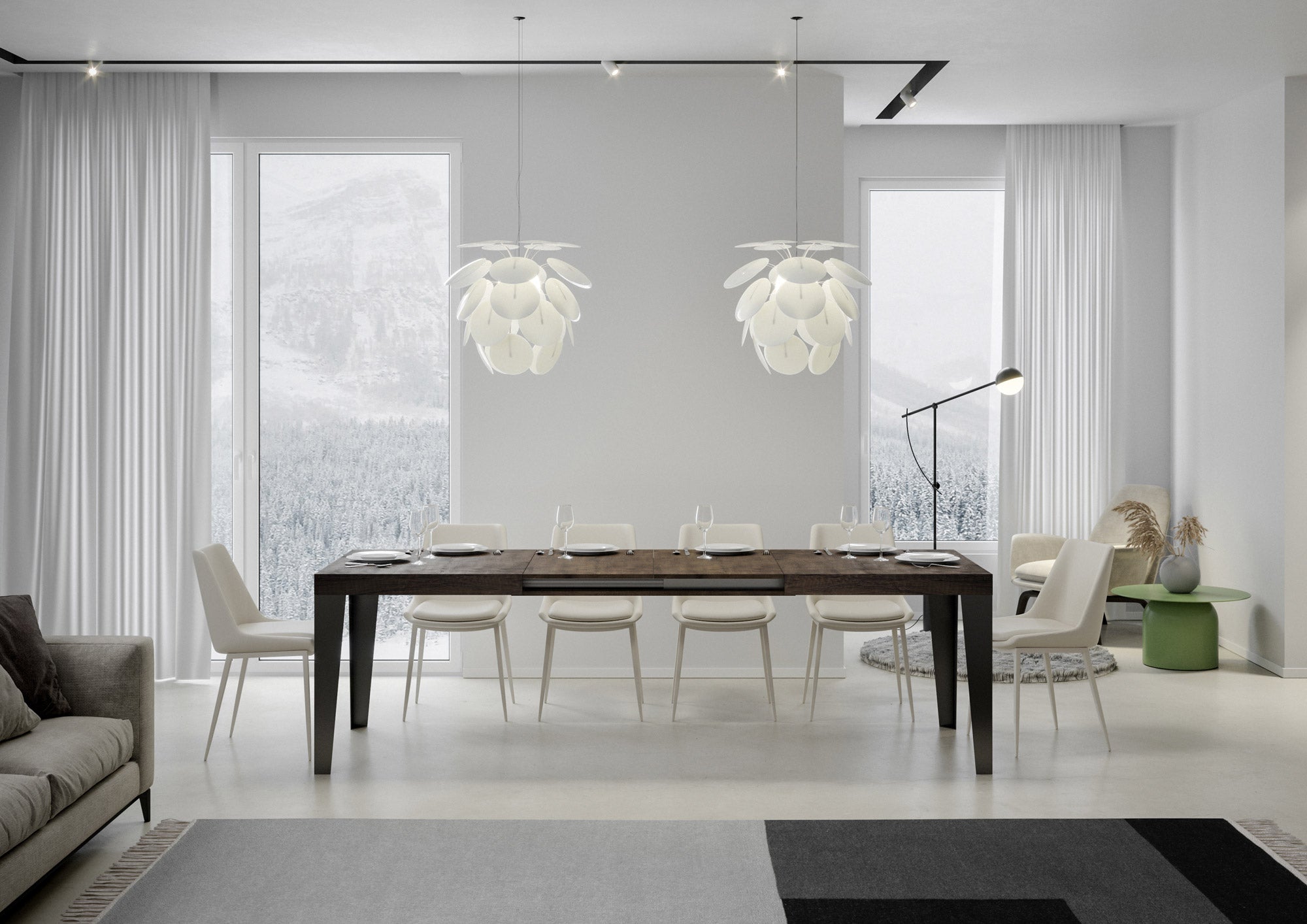 Tavolo allungabile 90x200/304 cm Flaris noce telaio Antracite